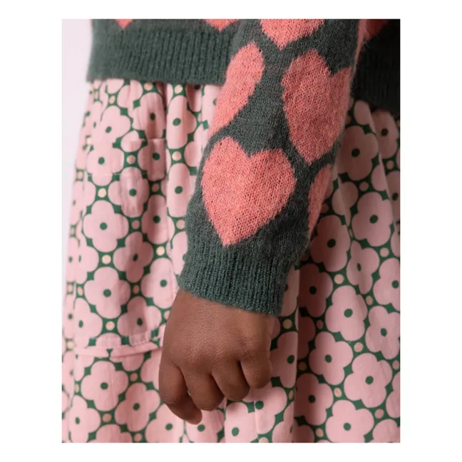 Pullover Herzen Lovely | Grün-grau