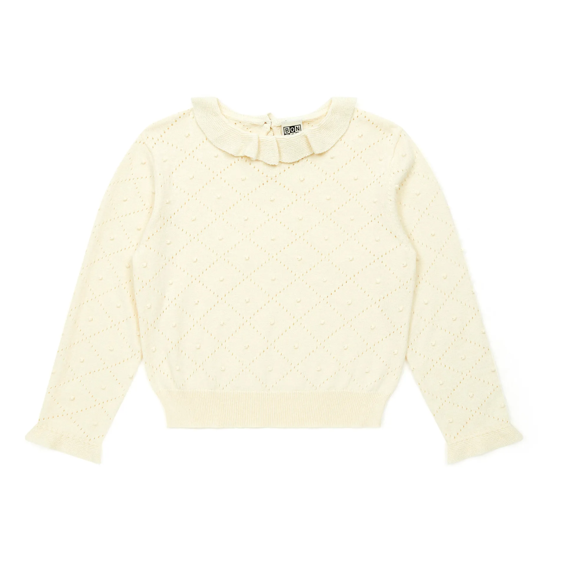 Bonton Ecru Openwork Froufou Pullover