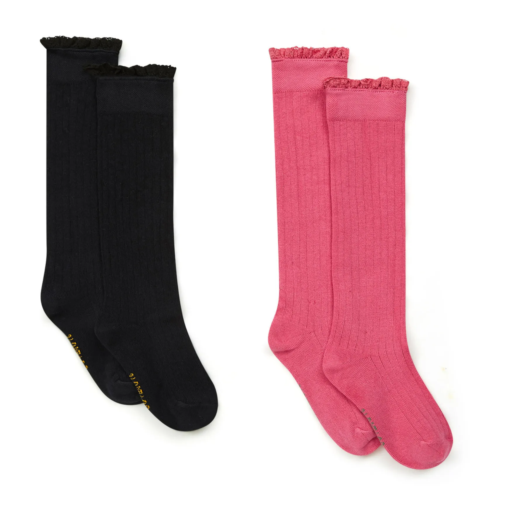 Bonton Pink 2 Pairs Lace Top Socks