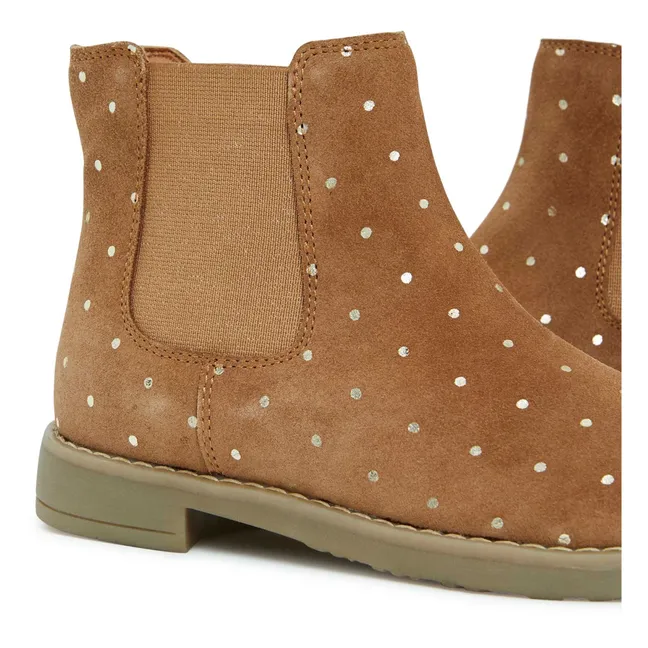 Lola Golden Dots Suede Boots | Camel