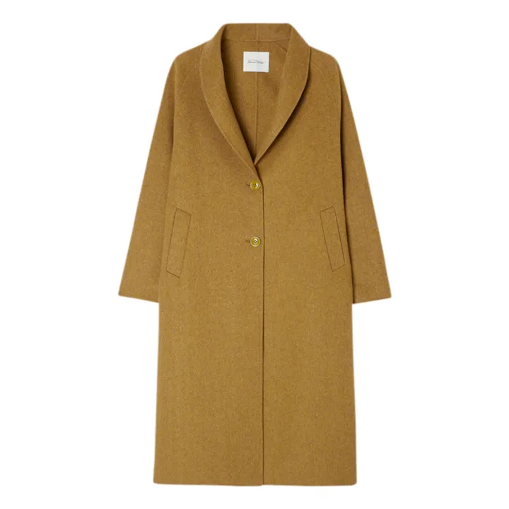 American Vintage Manteau Long Ample Dadoulove Laine Camel