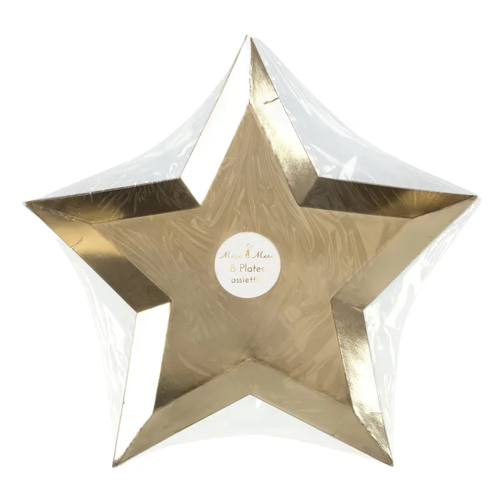 Assiettes étoiles en feuille d'or - set de 8- Image produit n°1