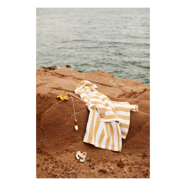 Poncho Paco en coton bio | Stripe White/Yellow mellow