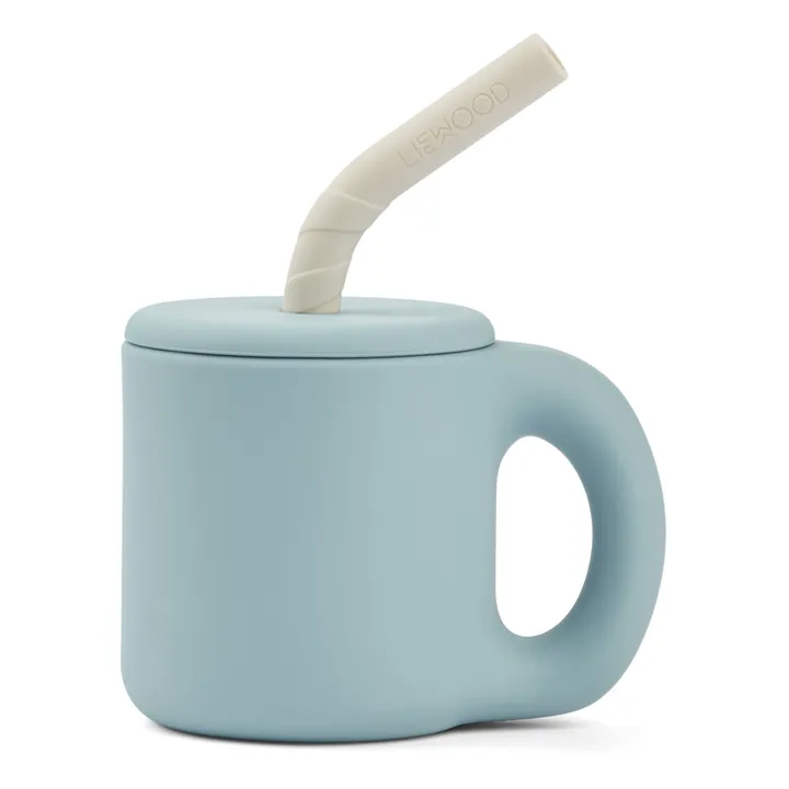 Vaso con pajita de silicona Jenna | Azul Cielo- Imagen del producto n°0