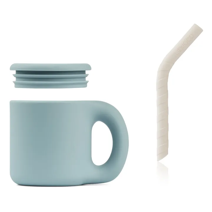 Vaso con pajita de silicona Jenna | Azul Cielo- Imagen del producto n°2