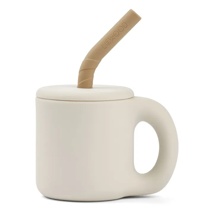 Vaso con pajita de silicona Jenna | Arena- Imagen del producto n°0