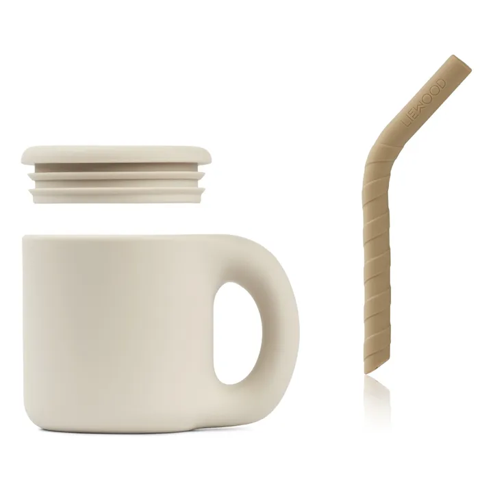 Vaso con pajita de silicona Jenna | Arena- Imagen del producto n°2