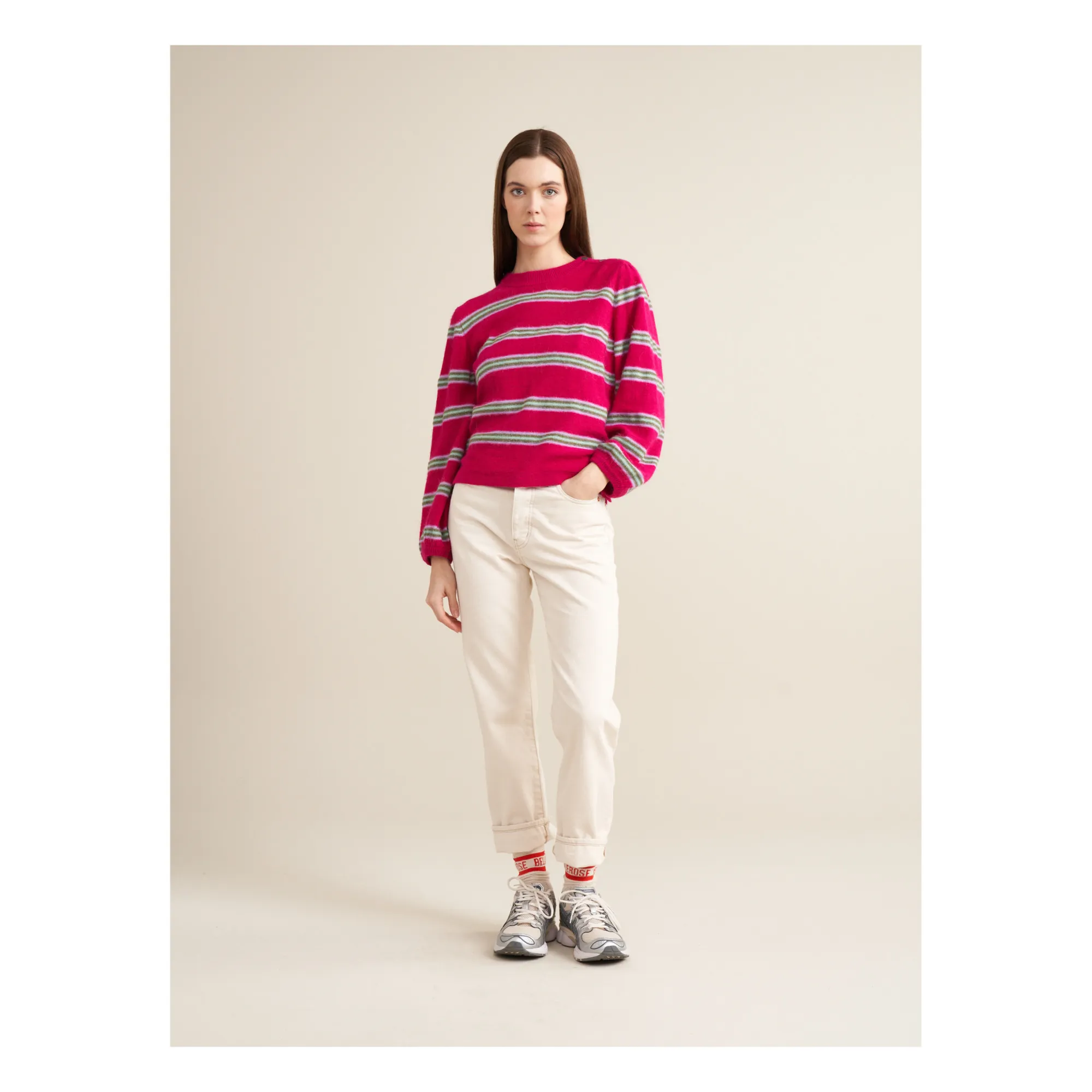 Bellerose Women's Raspberry Red Diout Stripes Sweater - Collection