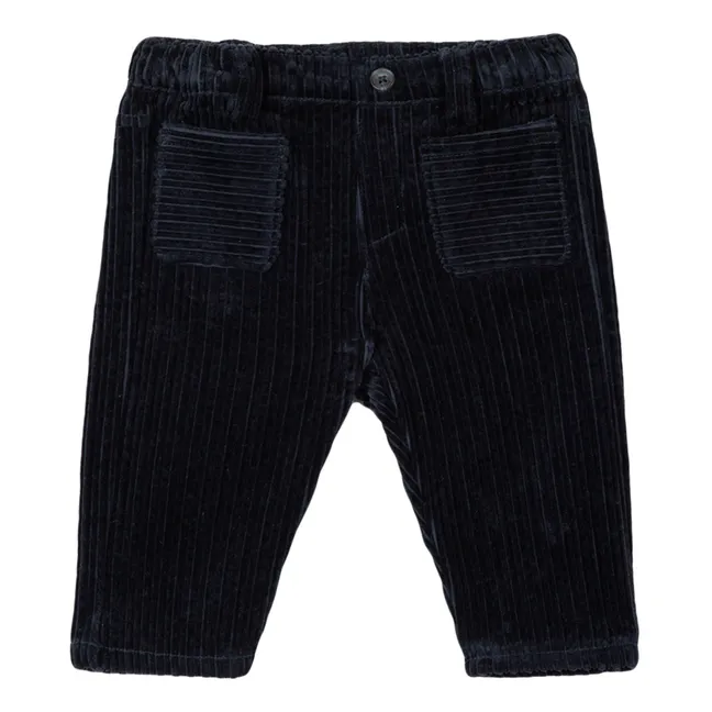 Pantaloni in velluto a costine con tasche | Blu marino