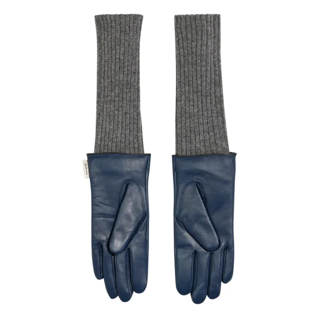 Guantes Gia forrados de piel y lana - Colección Femenina | Azul