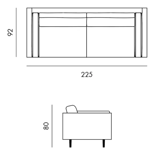 Sofa 3-Sitzer Daguerre aus rauem Velours - 225 cm | Dunkelgrün