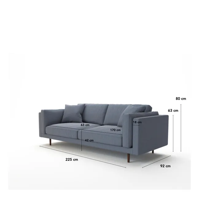 Sofa 3-Sitzer Daguerre aus rauem Velours - 225 cm | Navy