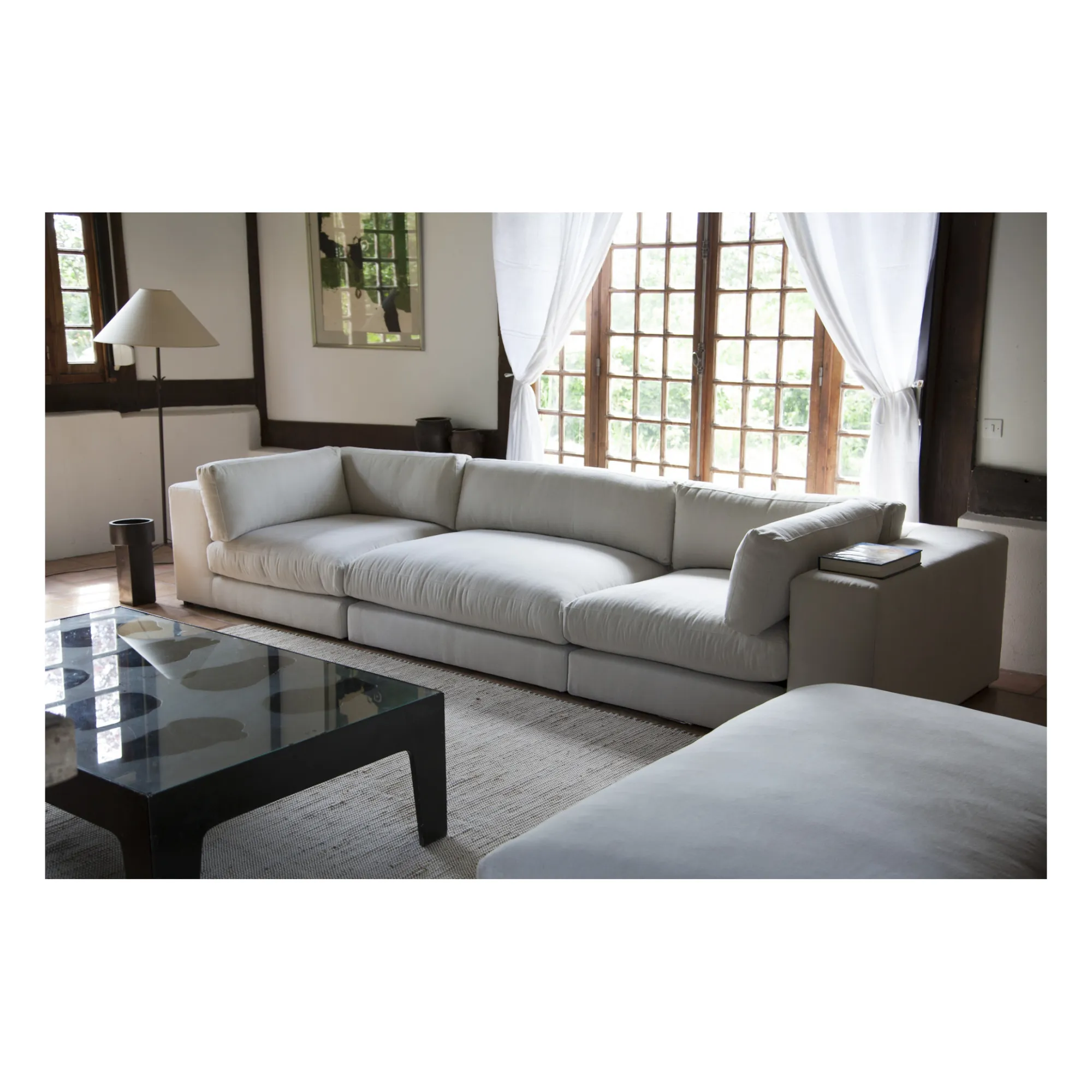 Chauffeuse 2 places Bellechasse en velours brut - 120 cm | Bleu marine- Image produit n°2