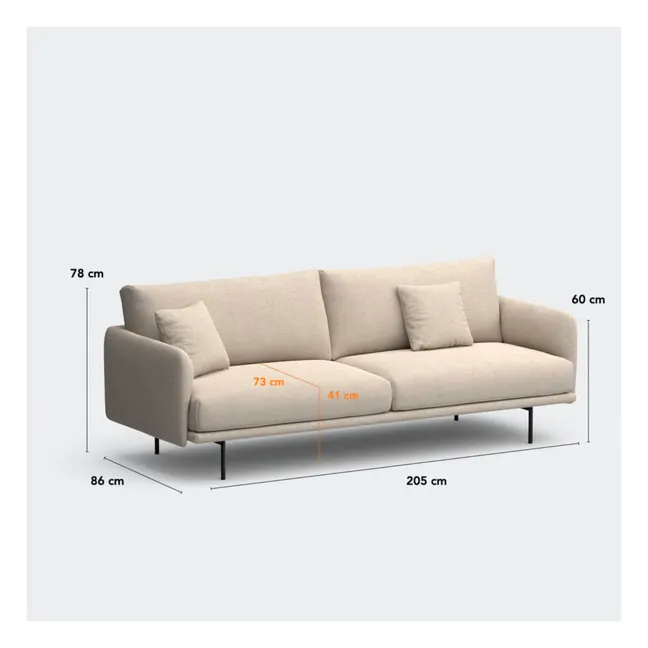 Sofa 3-Sitzer Isly aus meliertem Stoff - 205 cm | Grau
