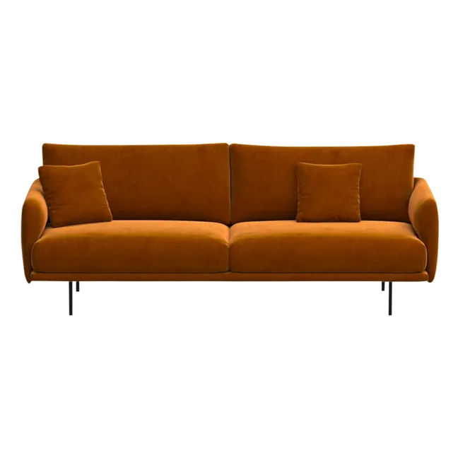 Canapé 3 places Isly en velours gratté - 205 cm | Cognac