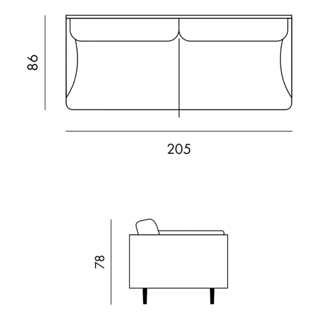 Sofa 3-Sitzer Isly aus gerauhtem Velours - 205 cm | Khaki