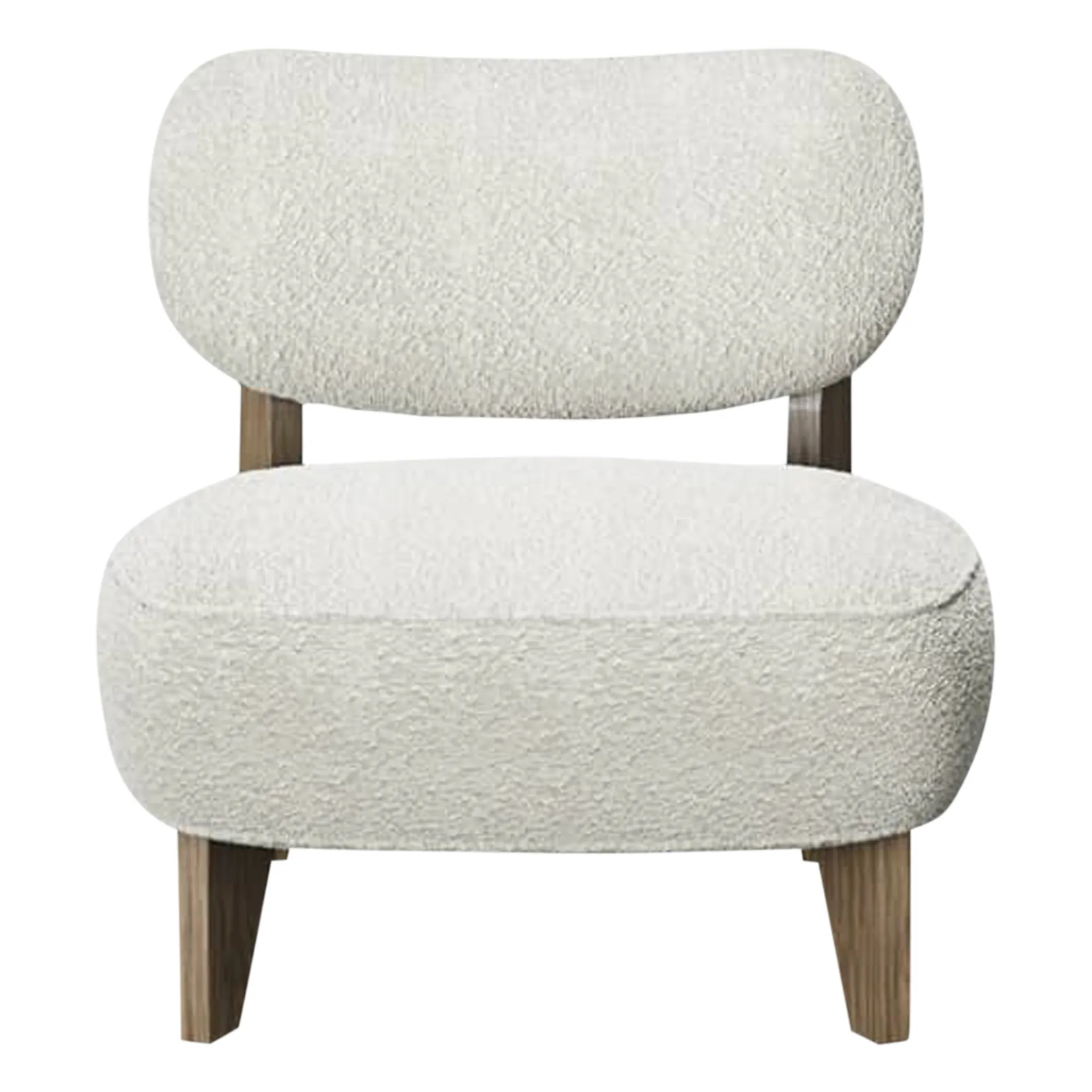 Fauteuil Nicolo en bouclette et chêne fumé - 65 cm | Off-White- Image produit n°0