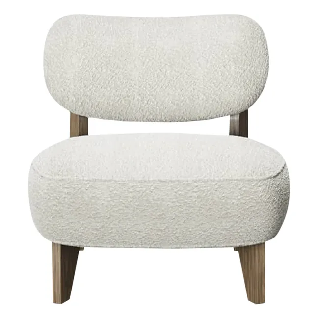 Sillón Nicolo de rizo y roble ahumado - 65 cm | Off-White