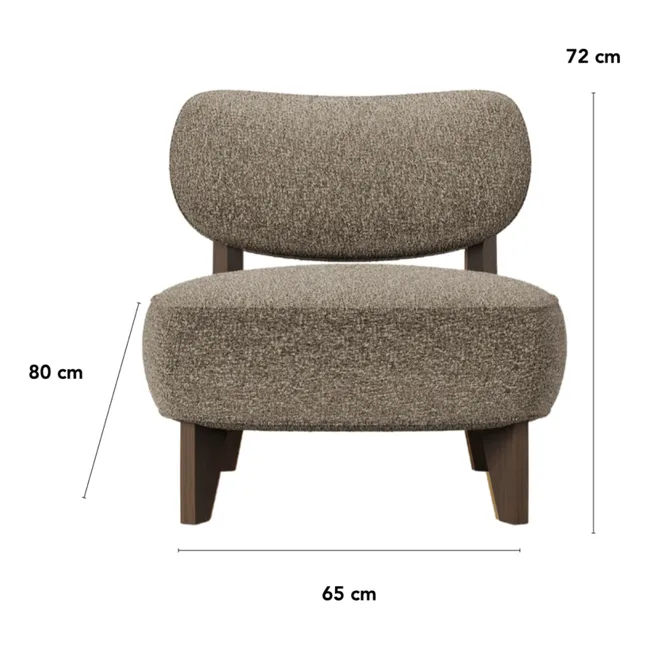 Sillón Nicolo de rizo y roble ahumado - 65 cm | Off-White