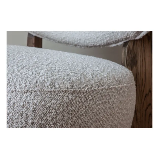 Sillón Nicolo de rizo y roble ahumado - 65 cm | Off-White