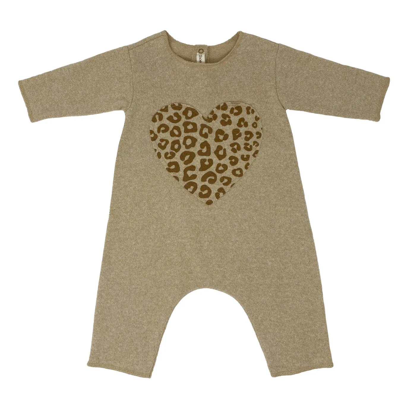 Zhoe & Tobiah Beige Lurex Heart Knitted Jumpsuit