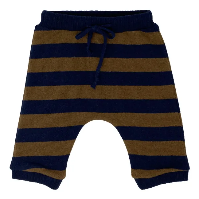 Striped Knit Harem Trousers | Navy blue