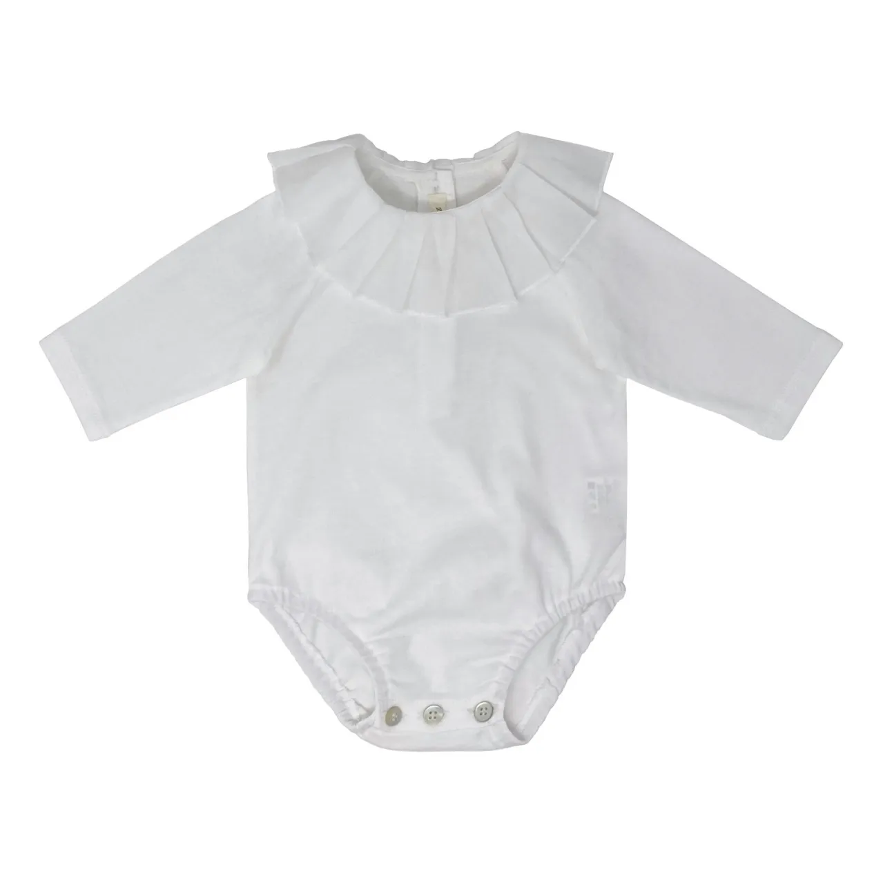 Zhoe & Tobiah Ecru Frill-Neck Bodysuit