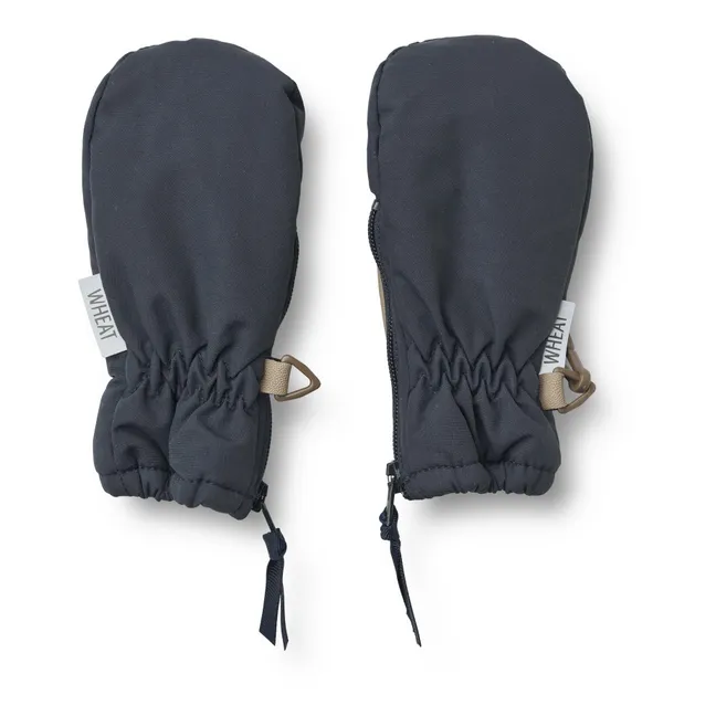 Zip-Up Recycled Material Mittens | Navy blue