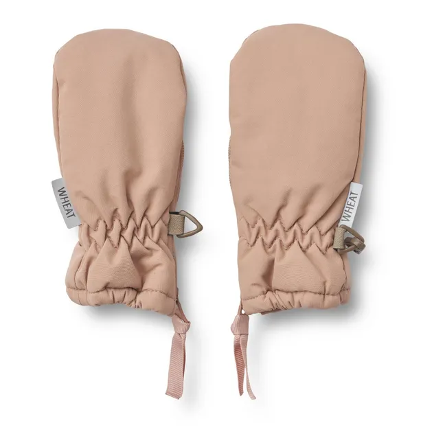 Zip-Up Recycled Material Mittens | Pale pink