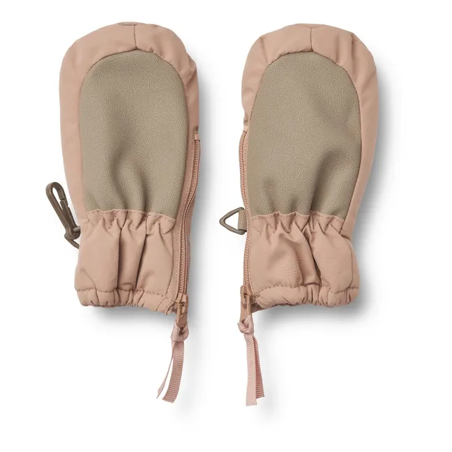 Zip-Up Recycled Material Mittens | Pale pink