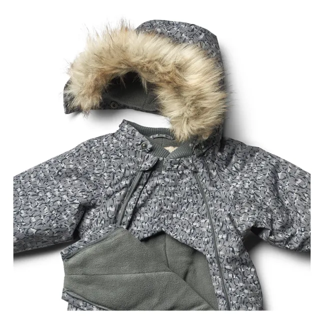 Nickie Floral Faux Fur Recycled Material Ski Suit | Grey