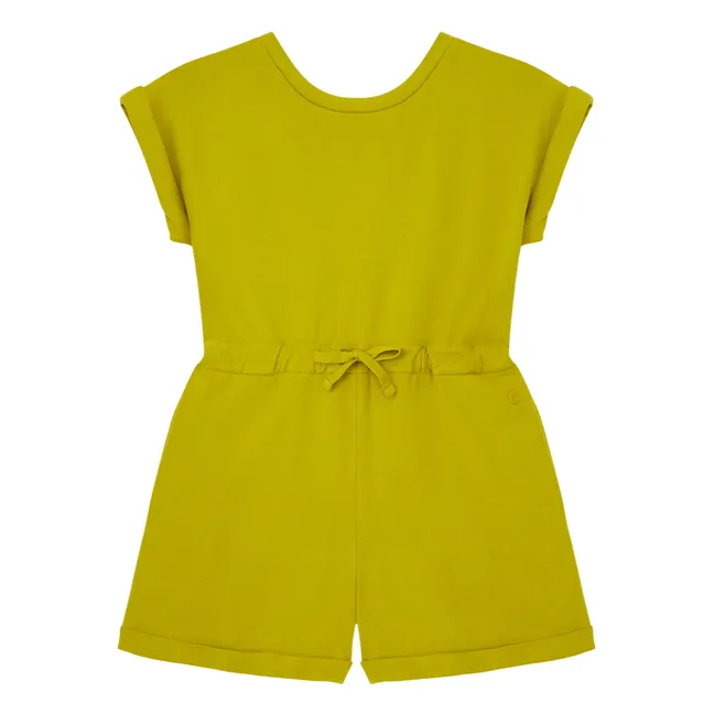 Tuta-Shorts Ragazza in Cotone Organico | Verde giallo