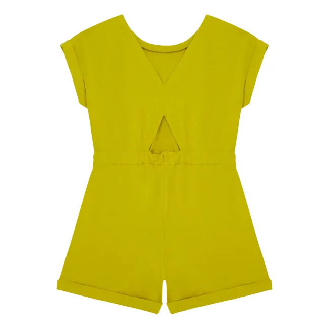 Girl's Organic Cotton Playsuit | Yellow green