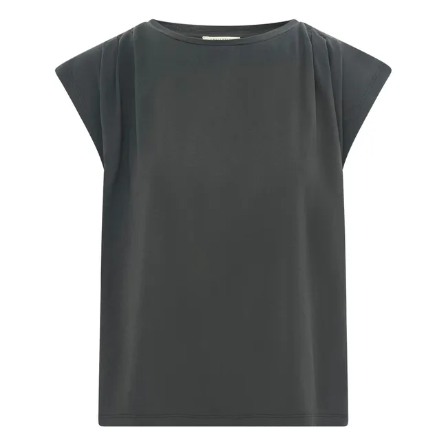 T-Shirt Plissé Femme Coton Bio | Noir