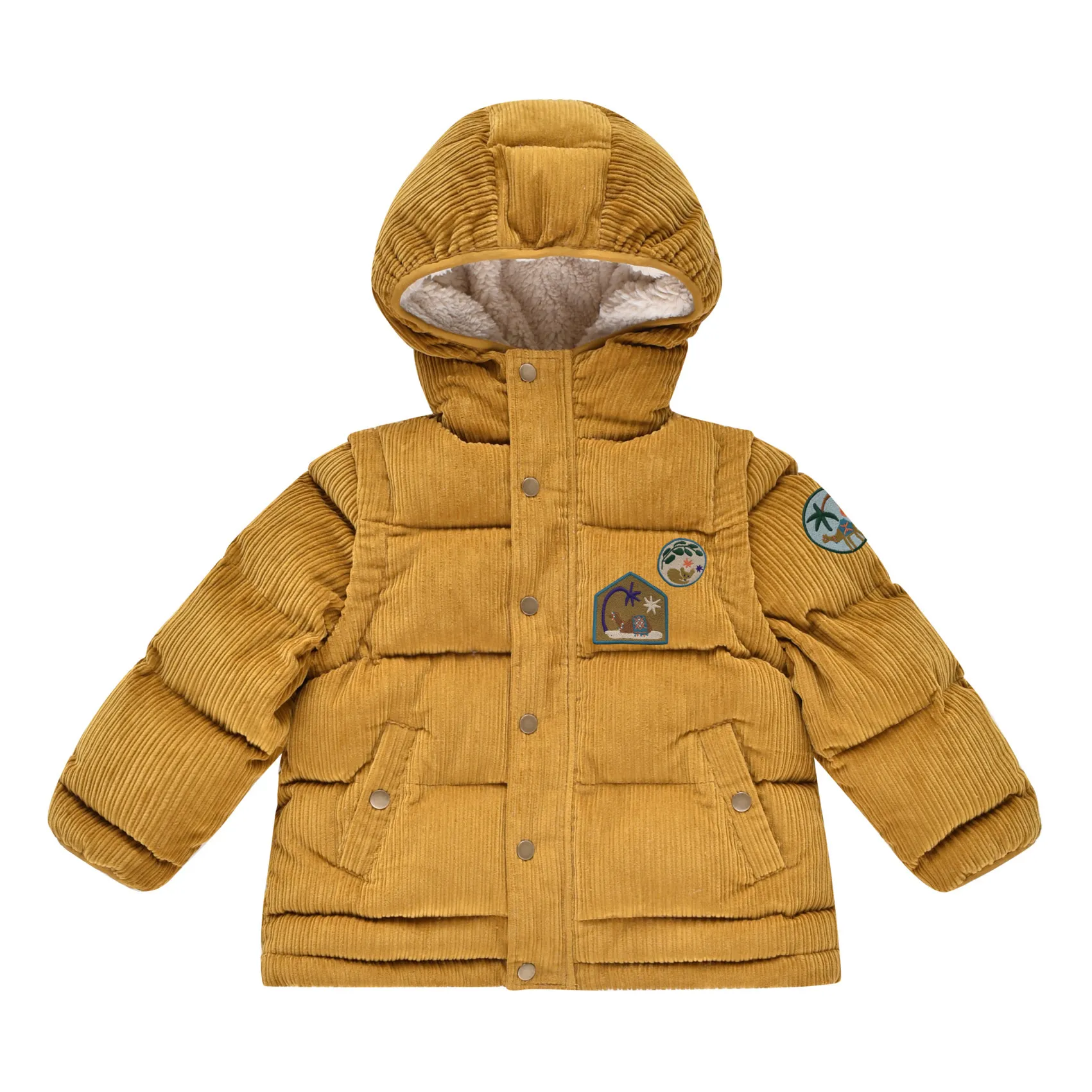 Louise Misha Ochre Izar Sherpa-Lined Corduroy Puffer Jacket