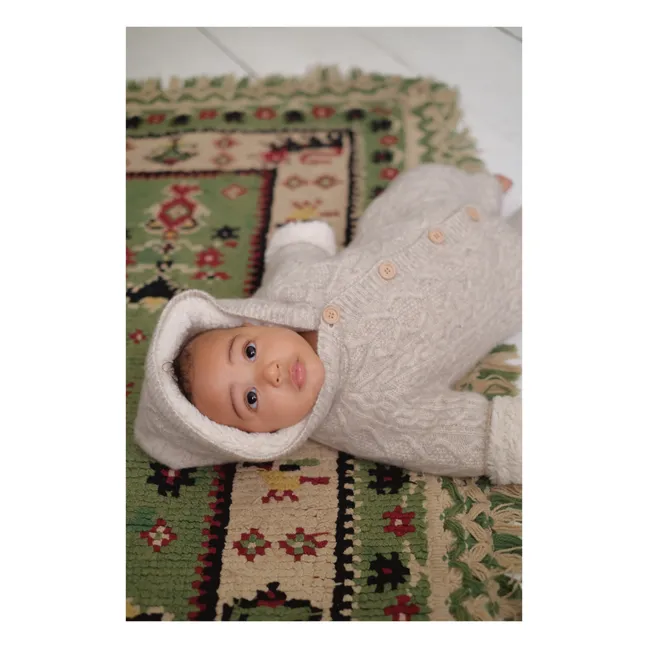 David Wool and Cotton Fur-Lined Baby Snowsuit | Ecru