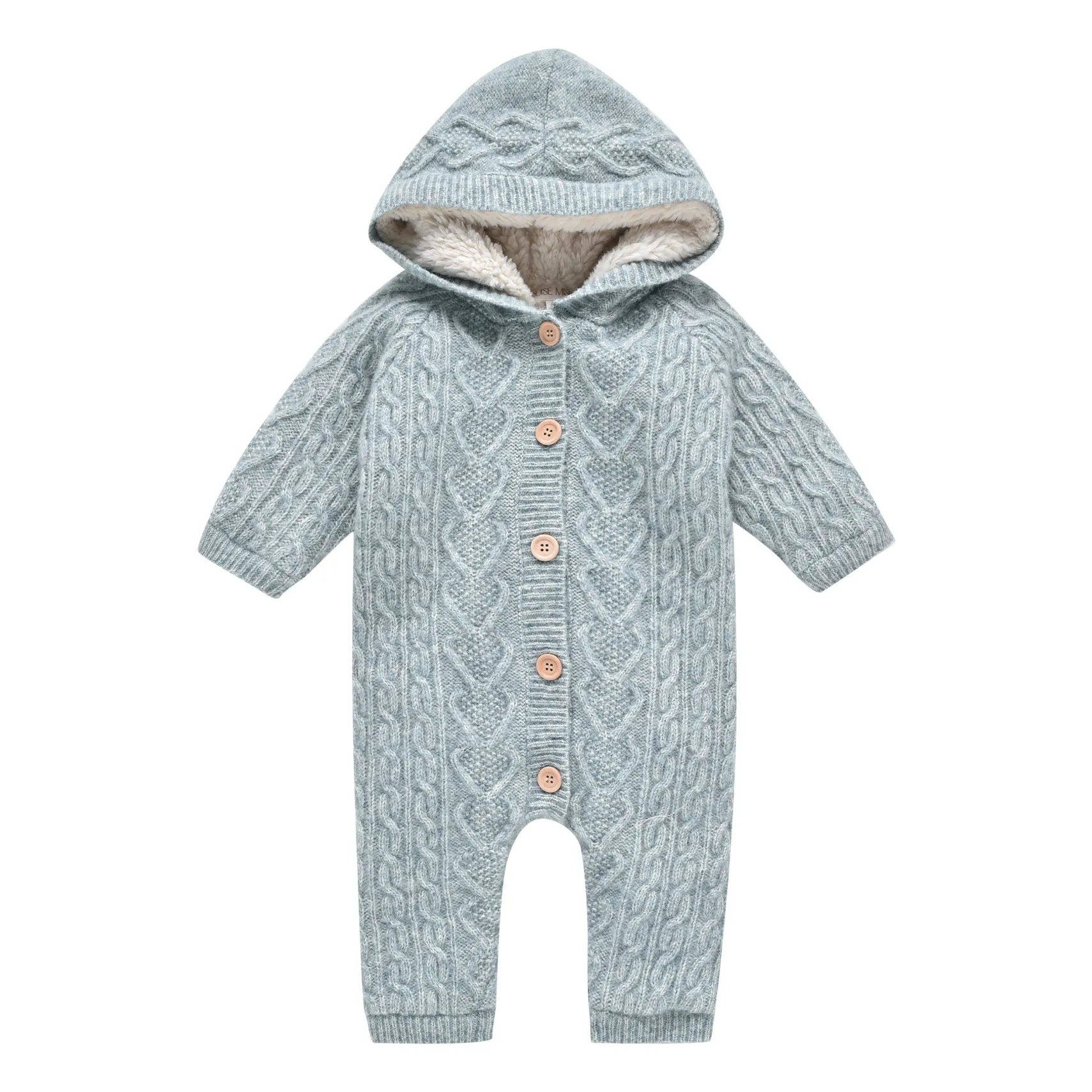 Louise Misha Blue David Wool And Cotton Fur-Lined Baby Snowsuit