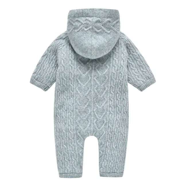 David Wool and Cotton Fur-Lined Baby Snowsuit | Blue