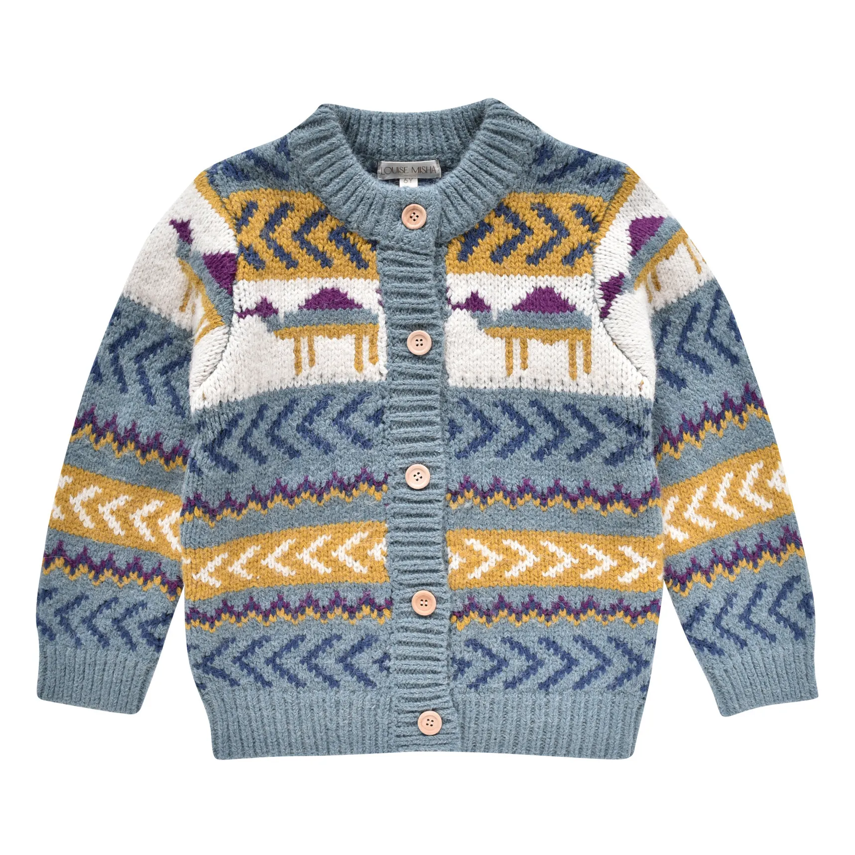 Louise Misha Blue Arib Wool And Alpaca Jacquard Cardigan