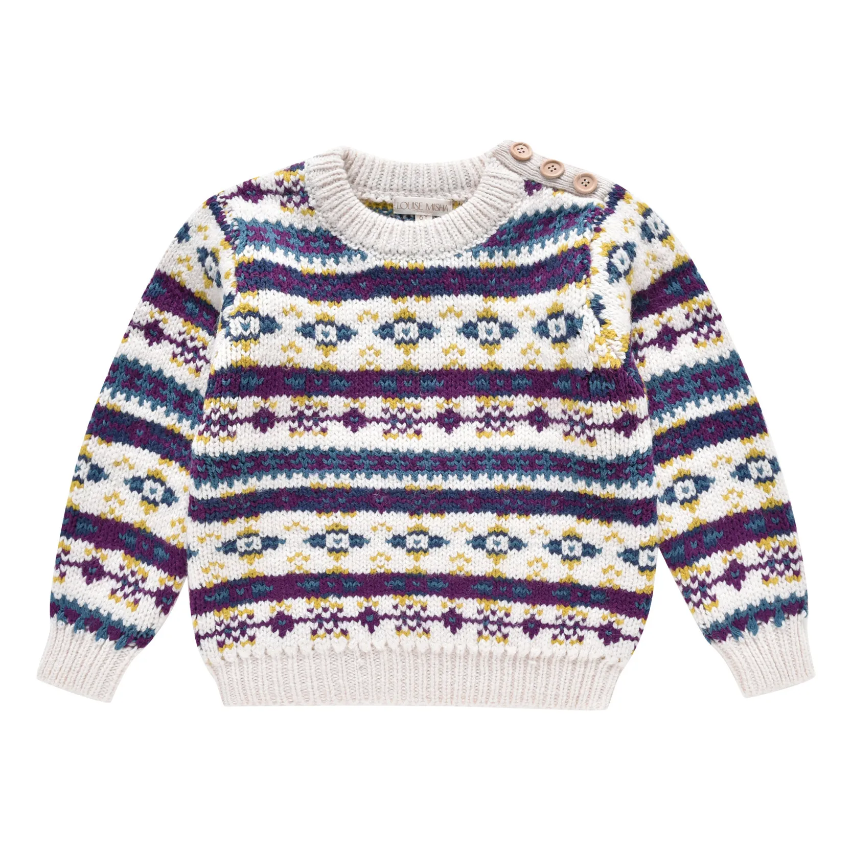 Louise Misha Ecru Lounis Wool And Alpaca Jacquard Sweater