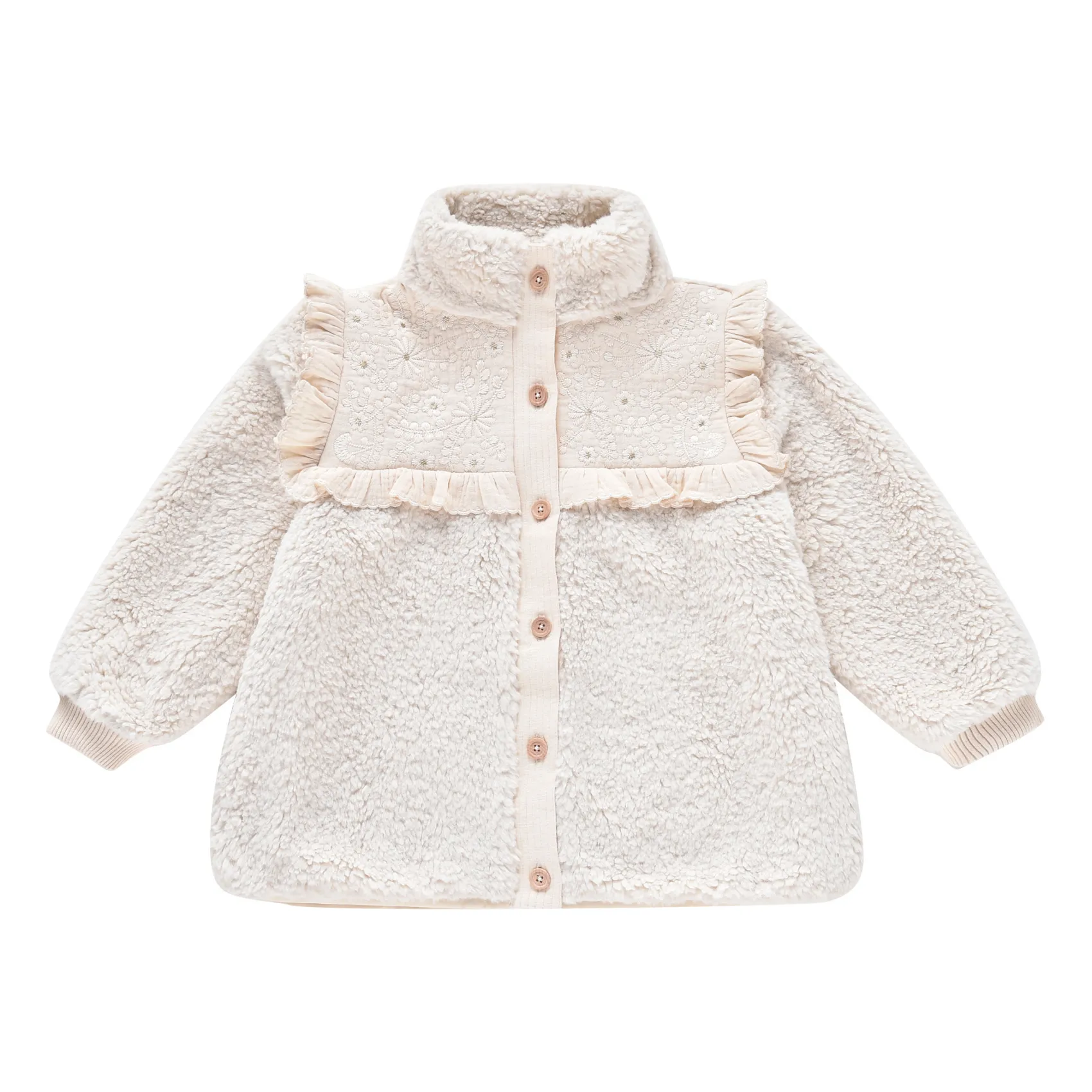 Louise Misha Ecru Rosanna Faux Fur Coat