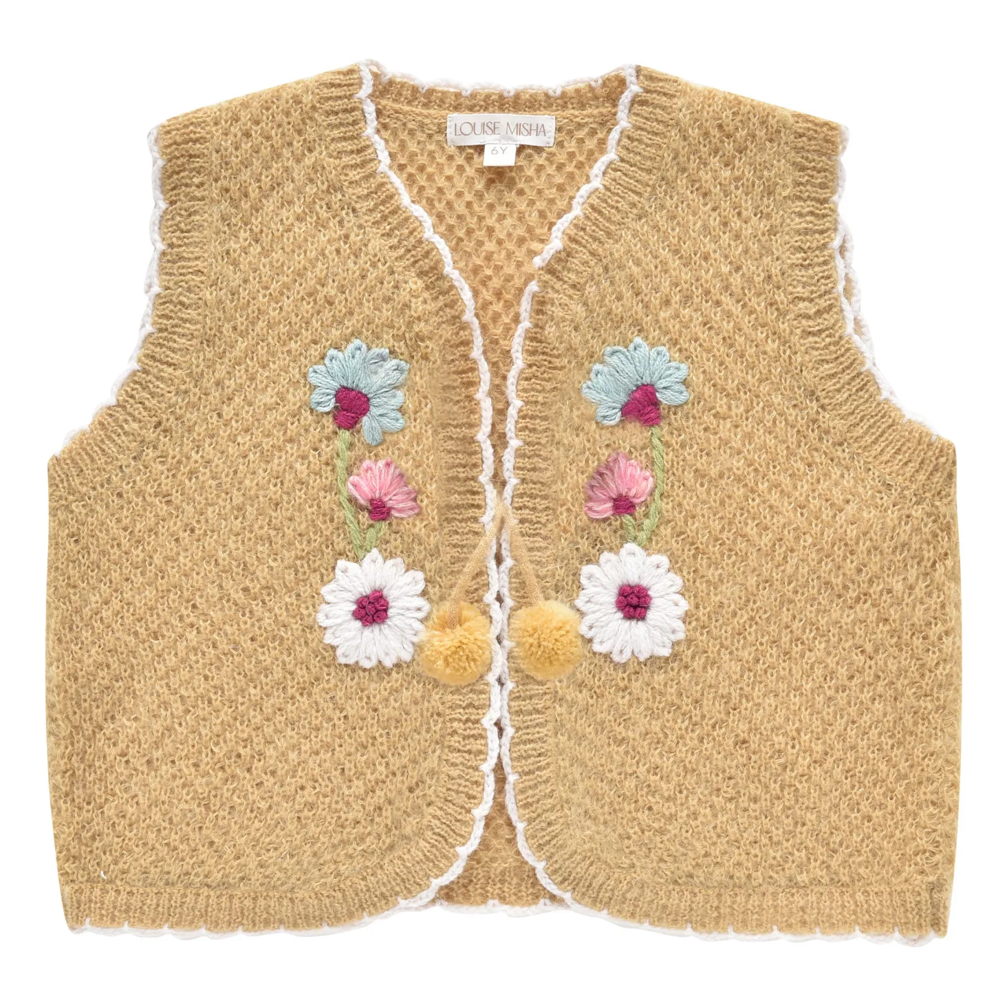 Louise Misha Ochre Sylna Hand-Embroidered Vest