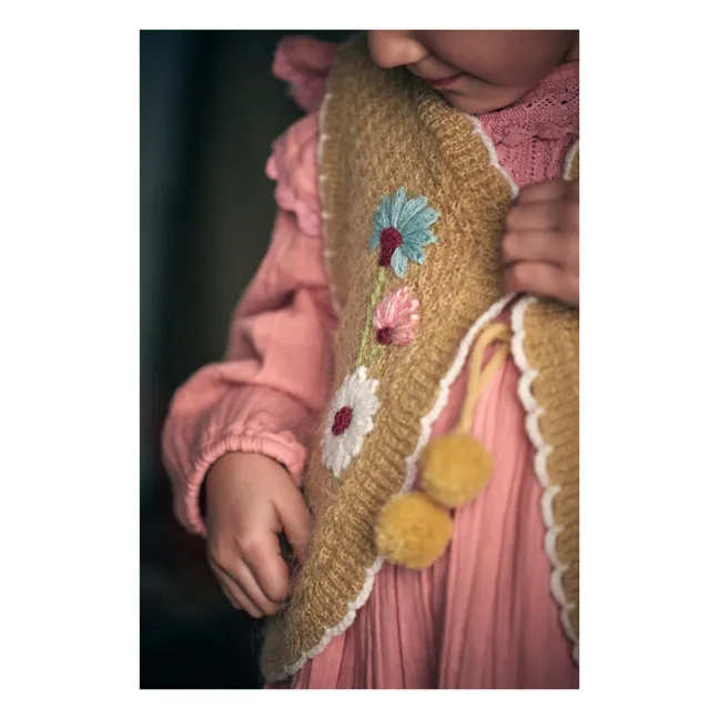 Sylna Hand-Embroidered Vest | Ochre