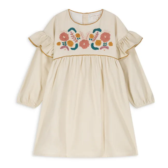 Vestito millerighe in velluto Illia | Ecru