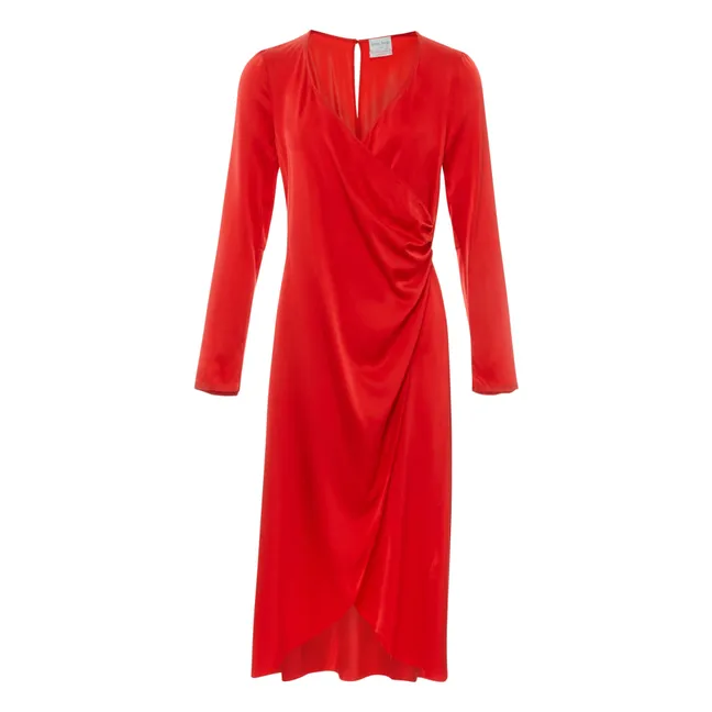 Robe Stretch Satin de Soie | Rouge