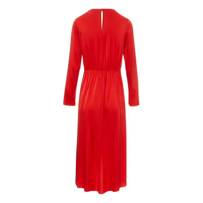 Robe Stretch Satin de Soie | Rouge
