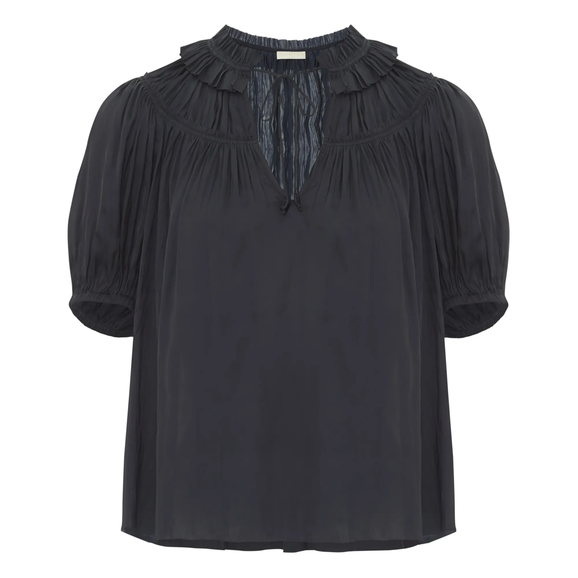 Ulla Johnson Black Elena Satin Blouse