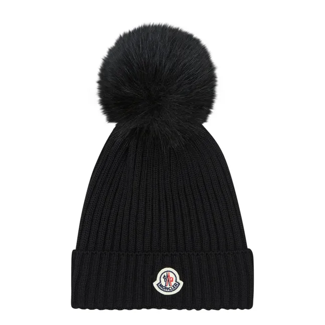 Fur Bobble Hat | Black