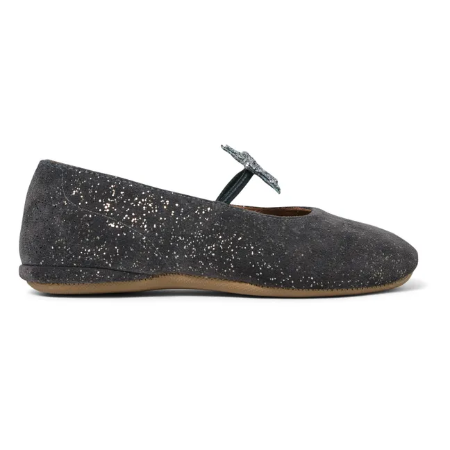 Ballerina-Schuhe mit Gummiband und Sternchen | Anthrazit