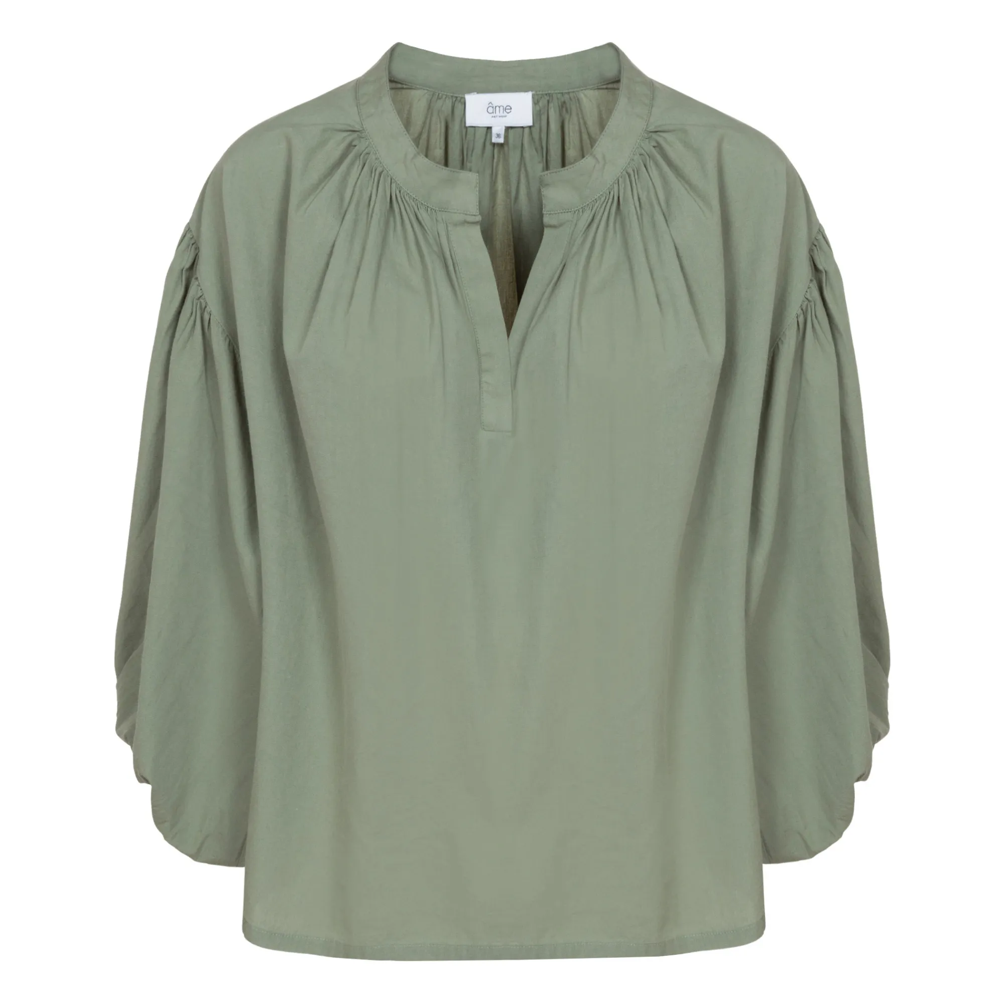 Âme Khaki Cotton Poplin Blouse